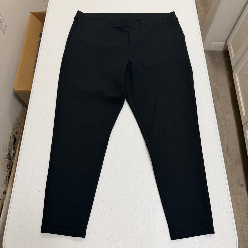 Soft Surroundings Black Pull On Ankle Pants Plus Size 1X Stretch Tapered 5366